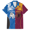 Custom Broncos-Bulldogs Family Matching Puletasi and Hawaiian Shirt NRL Tribal Half Style