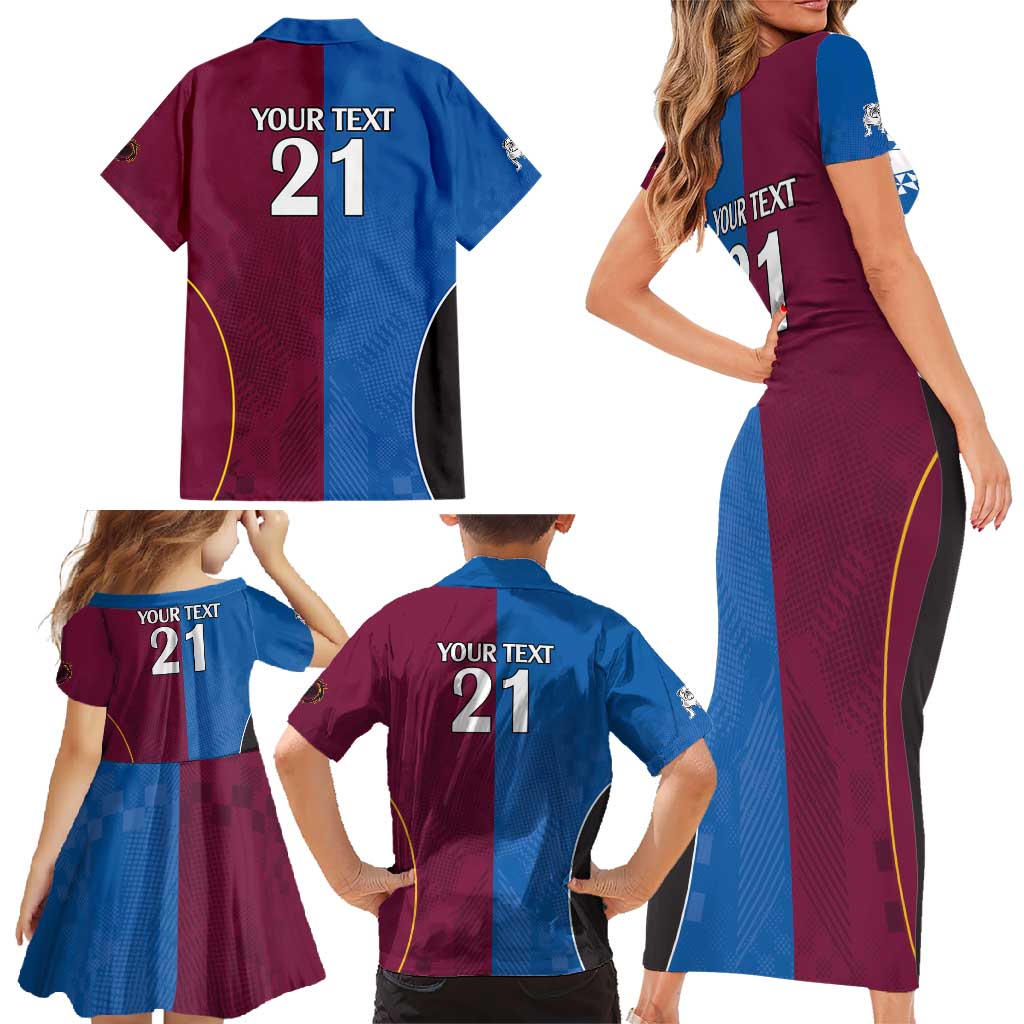 Custom Broncos-Bulldogs Family Matching Short Sleeve Bodycon Dress and Hawaiian Shirt NRL Tribal Half Style