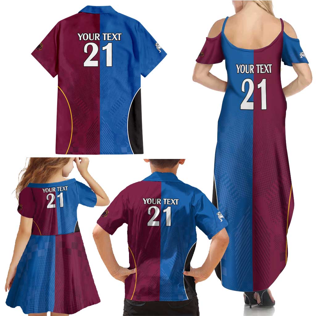 Custom Broncos-Bulldogs Family Matching Summer Maxi Dress and Hawaiian Shirt NRL Tribal Half Style