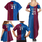 Custom Broncos-Bulldogs Family Matching Summer Maxi Dress and Hawaiian Shirt NRL Tribal Half Style