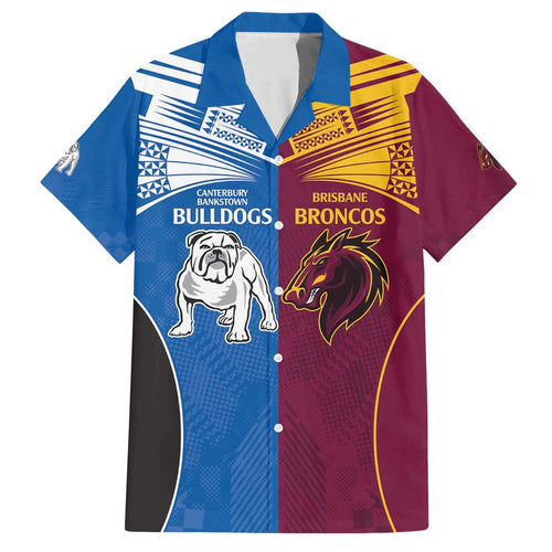 Custom Broncos-Bulldogs Family Matching Tank Maxi Dress and Hawaiian Shirt NRL Tribal Half Style