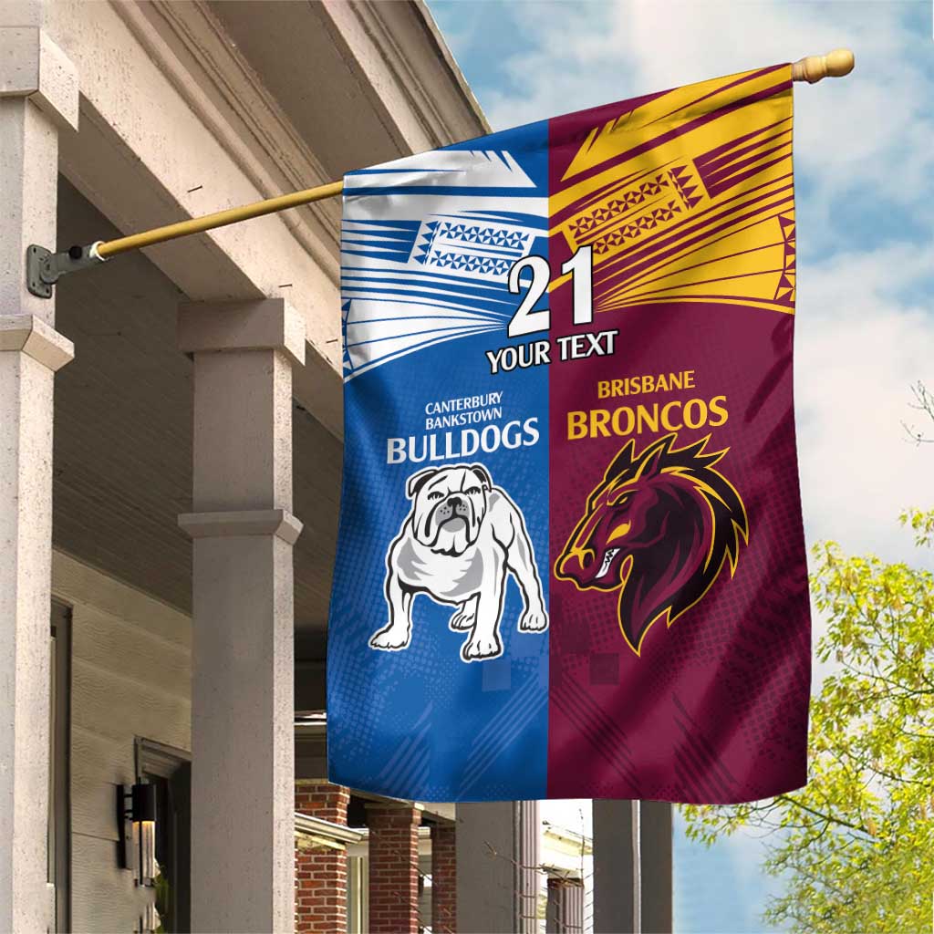Custom Broncos-Bulldogs Garden Flag NRL Tribal Half Style