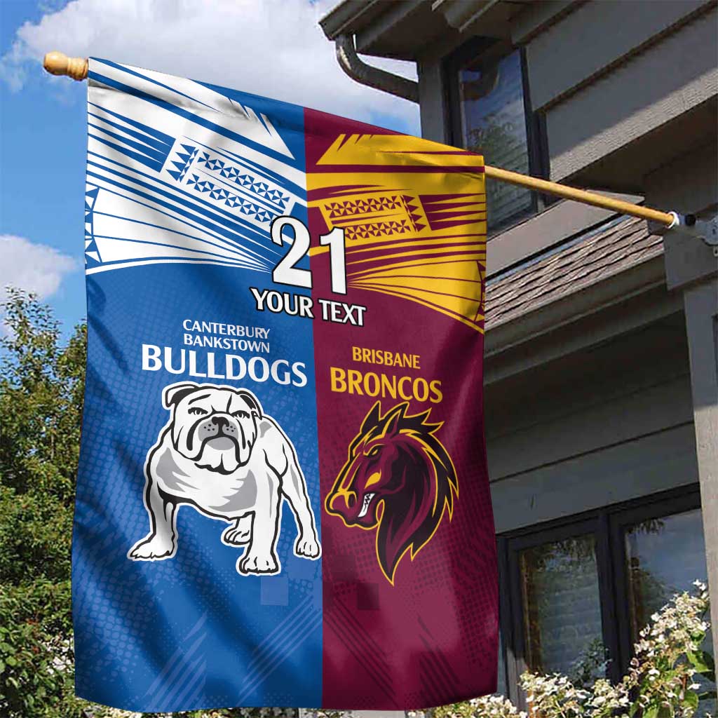 Custom Broncos-Bulldogs Garden Flag NRL Tribal Half Style