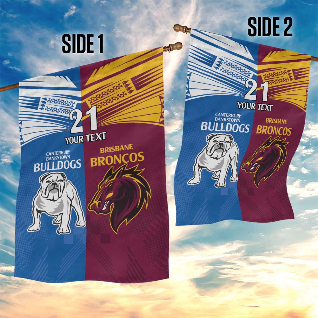 Custom Broncos-Bulldogs Garden Flag NRL Tribal Half Style