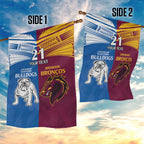 Custom Broncos-Bulldogs Garden Flag NRL Tribal Half Style