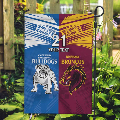 Custom Broncos-Bulldogs Garden Flag NRL Tribal Half Style