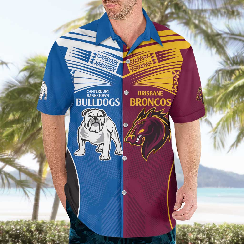 Custom Broncos-Bulldogs Hawaiian Shirt NRL Tribal Half Style