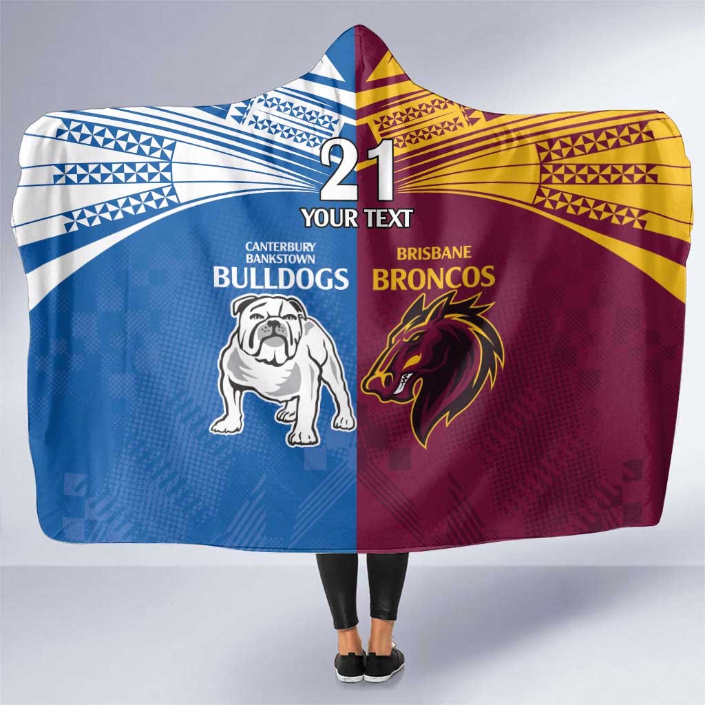 Custom Broncos-Bulldogs Hooded Blanket NRL Tribal Half Style
