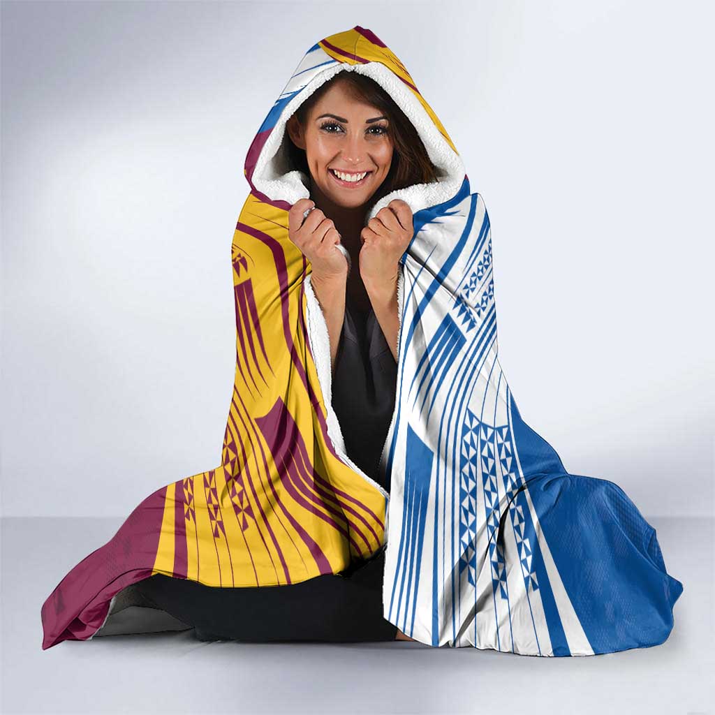 Custom Broncos-Bulldogs Hooded Blanket NRL Tribal Half Style
