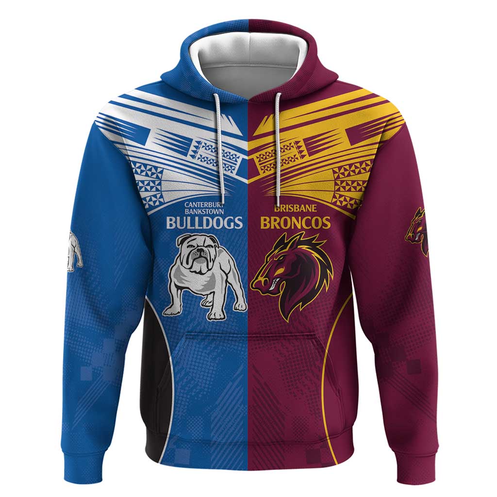 Custom Broncos-Bulldogs Hoodie NRL Tribal Half Style