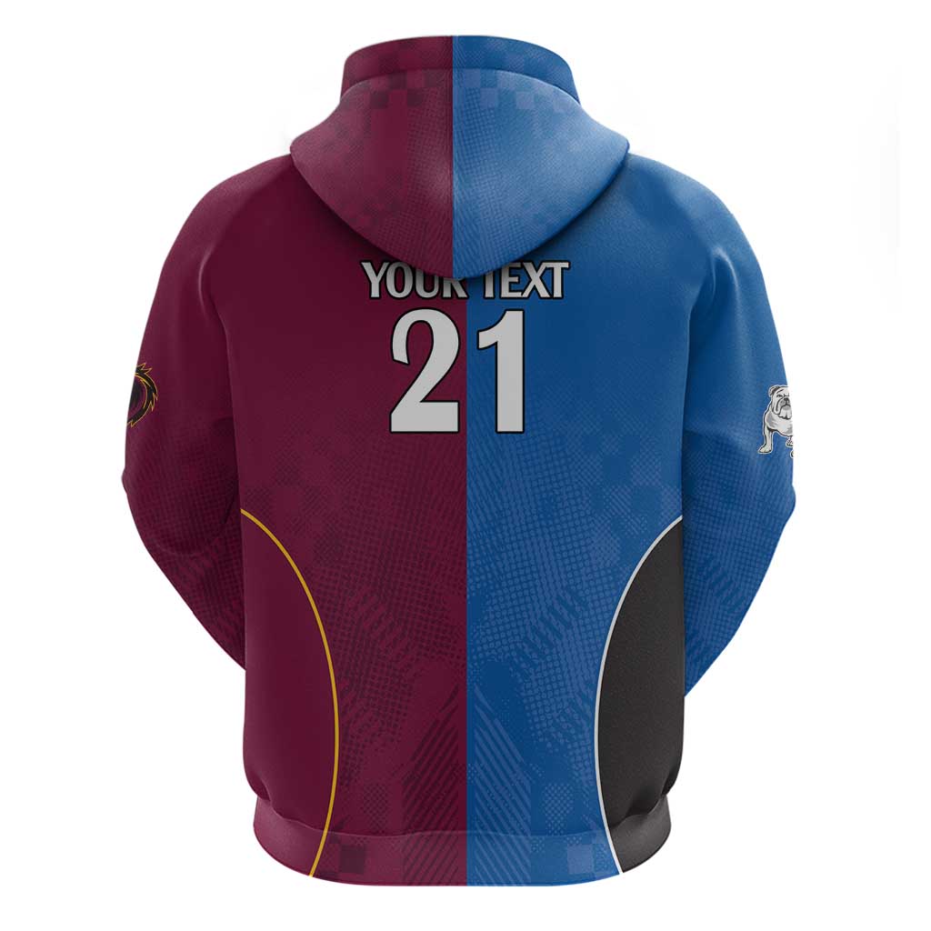 Custom Broncos-Bulldogs Hoodie NRL Tribal Half Style
