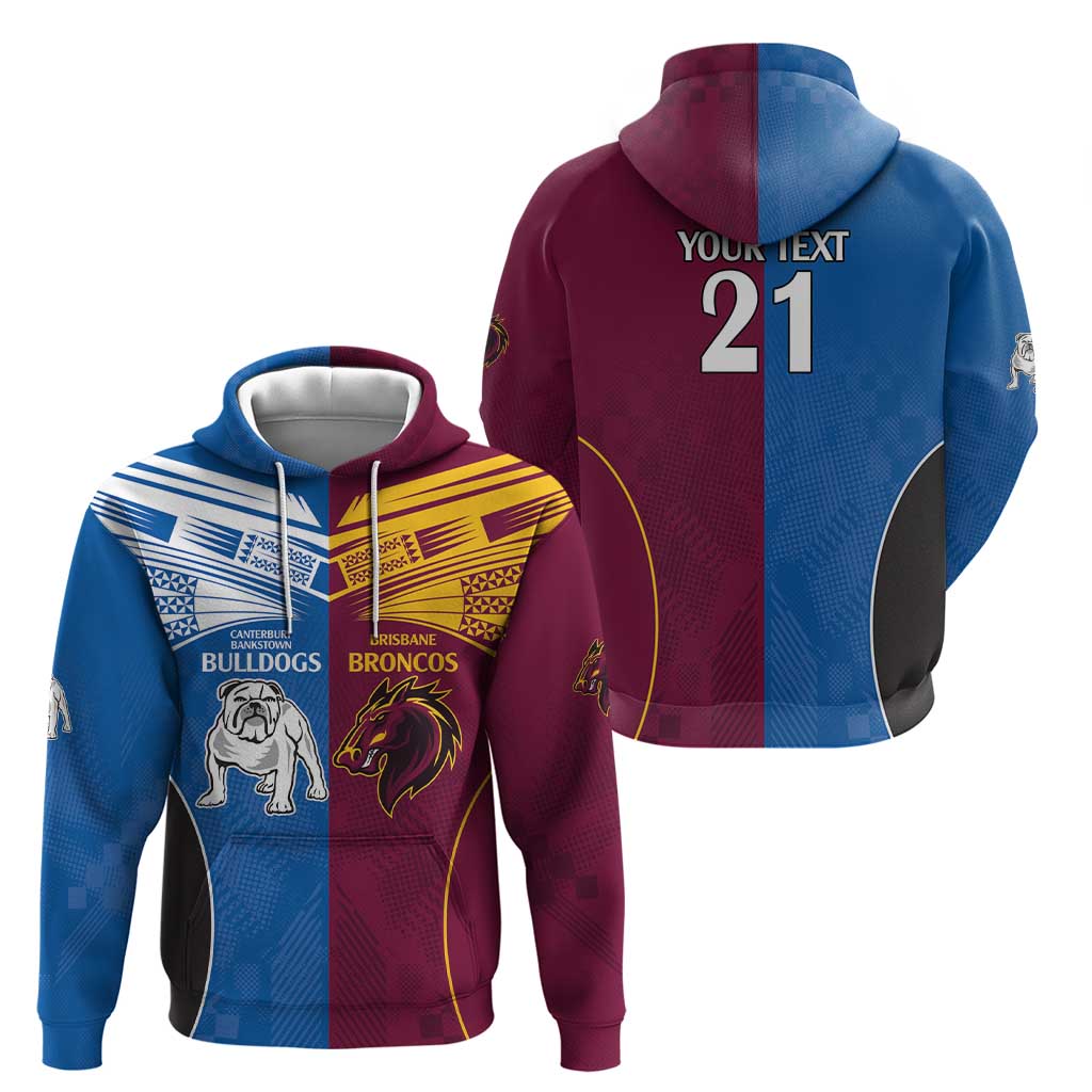 Custom Broncos-Bulldogs Hoodie NRL Tribal Half Style