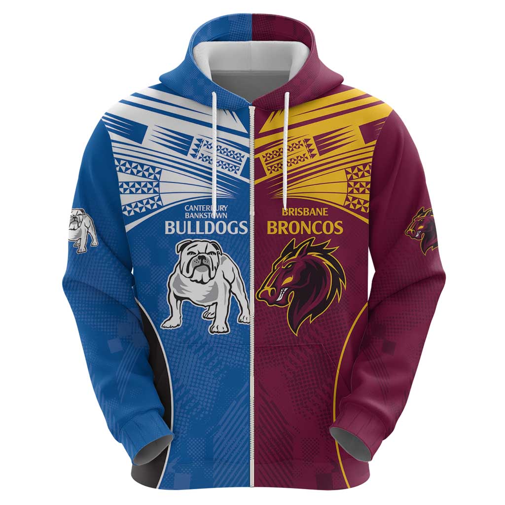 Custom Broncos-Bulldogs Hoodie NRL Tribal Half Style