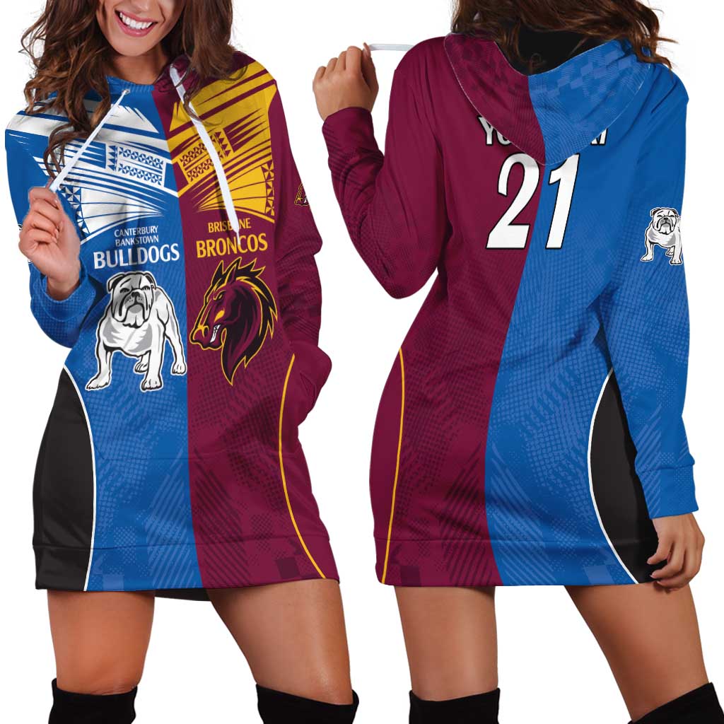 Custom Broncos-Bulldogs Hoodie Dress NRL Tribal Half Style