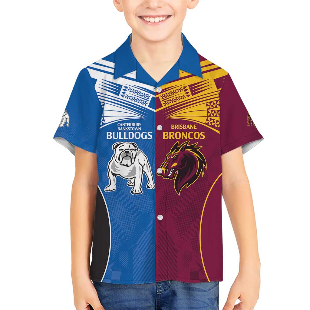 Custom Broncos-Bulldogs Kid Hawaiian Shirt NRL Tribal Half Style