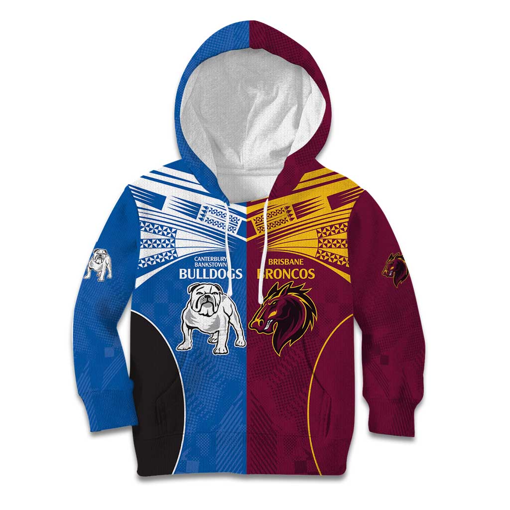 Custom Broncos-Bulldogs Kid Hoodie NRL Tribal Half Style