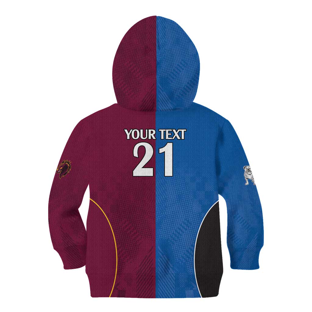 Custom Broncos-Bulldogs Kid Hoodie NRL Tribal Half Style