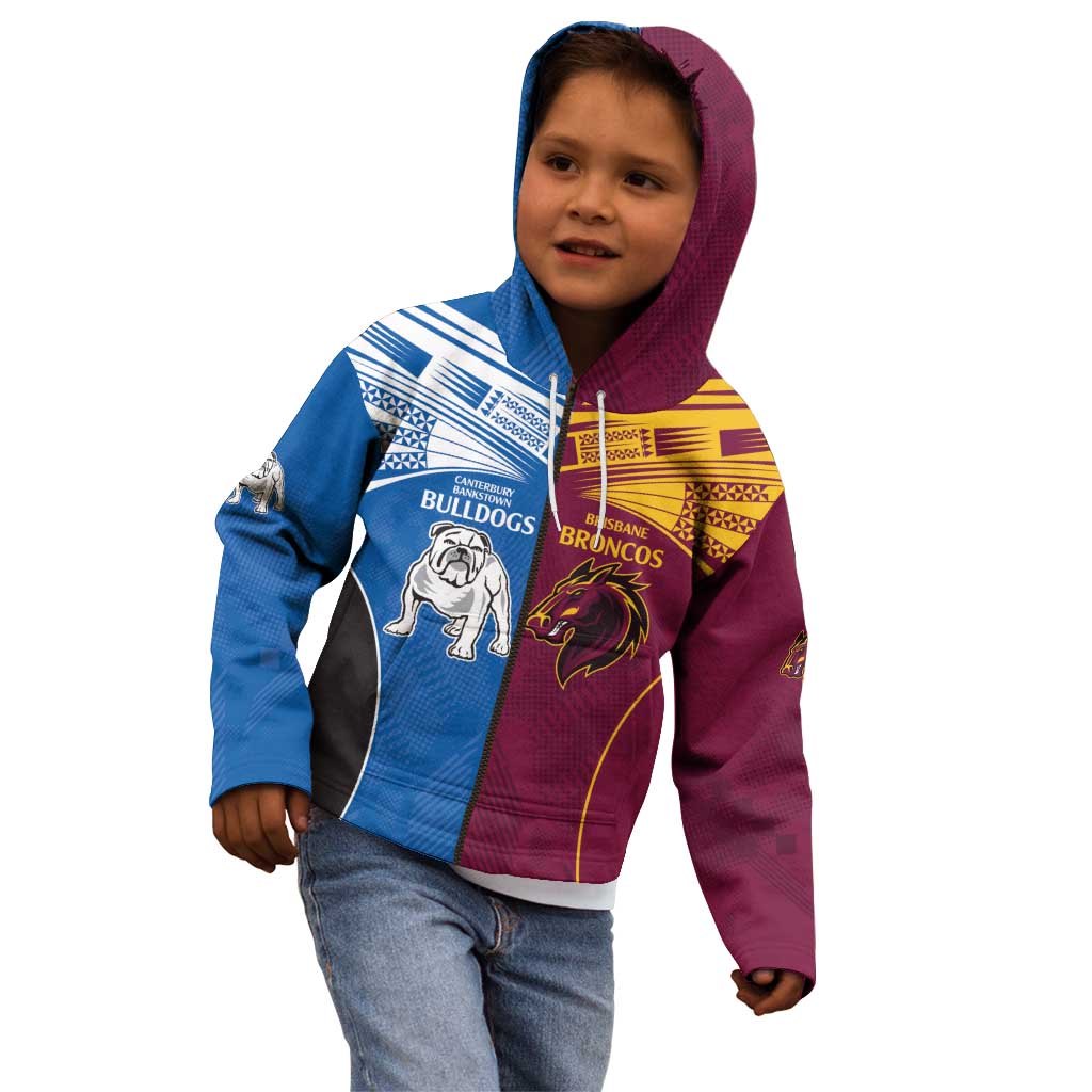 Custom Broncos-Bulldogs Kid Hoodie NRL Tribal Half Style