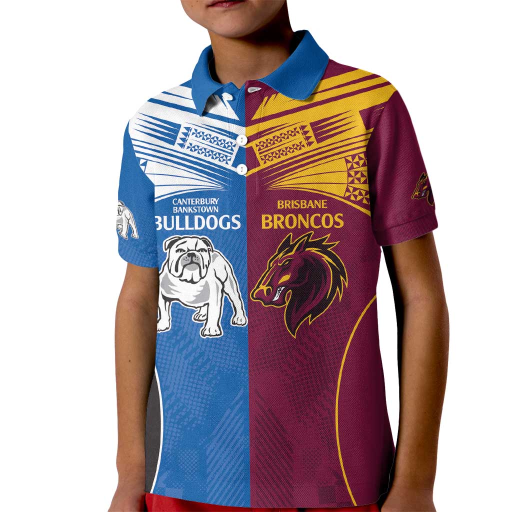 Custom Broncos-Bulldogs Kid Polo Shirt NRL Tribal Half Style