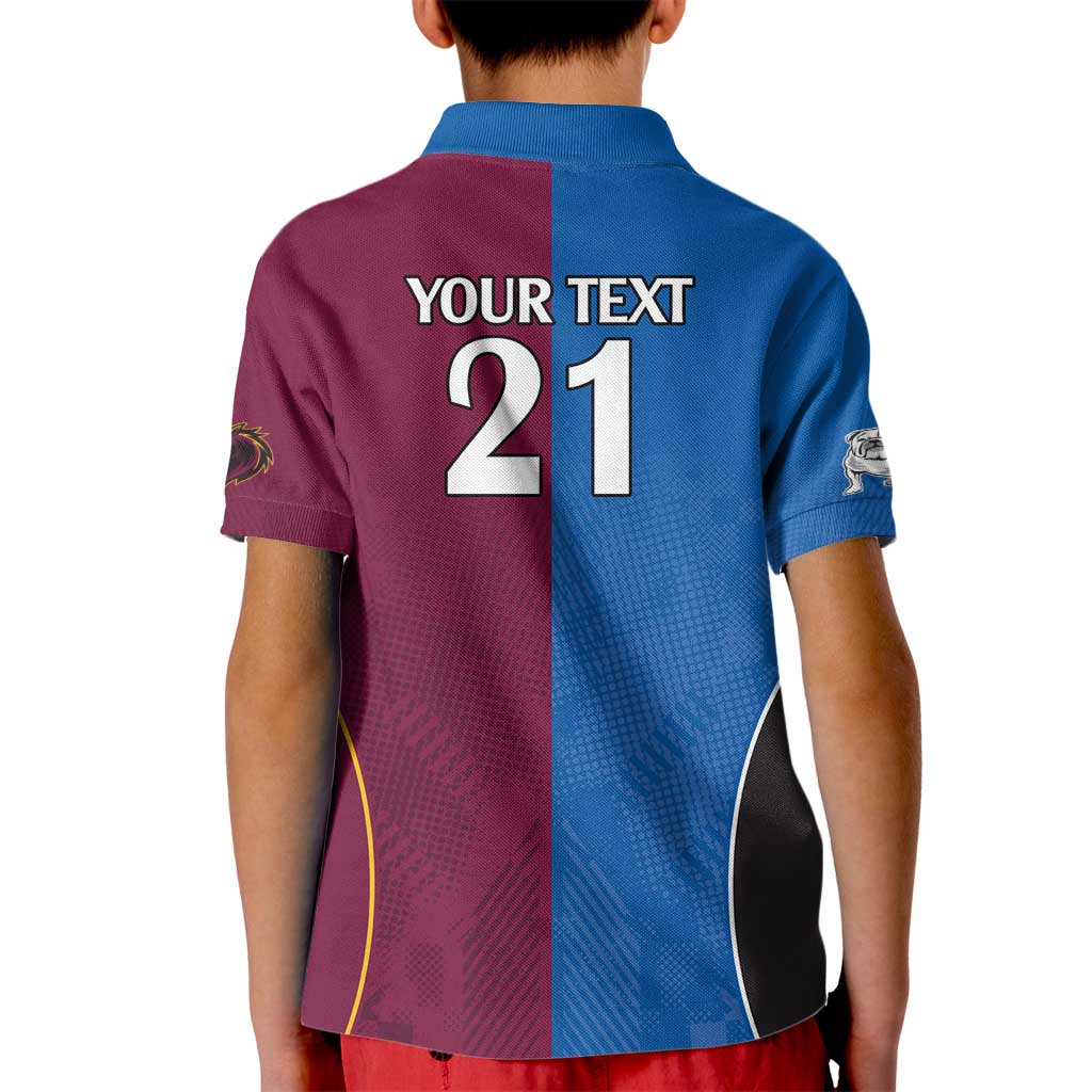 Custom Broncos-Bulldogs Kid Polo Shirt NRL Tribal Half Style