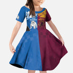 Custom Broncos-Bulldogs Kid Short Sleeve Dress NRL Tribal Half Style