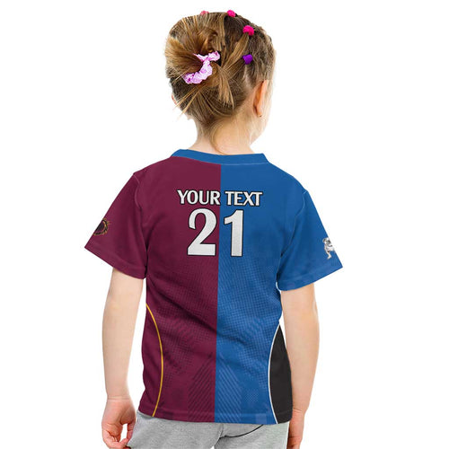 Custom Broncos-Bulldogs Kid T Shirt NRL Tribal Half Style