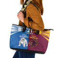 Custom Broncos-Bulldogs Leather Tote Bag NRL Tribal Half Style