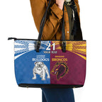 Custom Broncos-Bulldogs Leather Tote Bag NRL Tribal Half Style