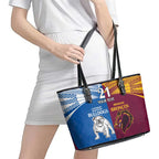 Custom Broncos-Bulldogs Leather Tote Bag NRL Tribal Half Style