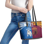 Custom Broncos-Bulldogs Leather Tote Bag NRL Tribal Half Style