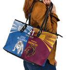 Custom Broncos-Bulldogs Leather Tote Bag NRL Tribal Half Style