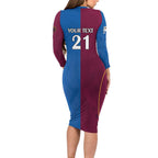 Custom Broncos-Bulldogs Long Sleeve Bodycon Dress NRL Tribal Half Style