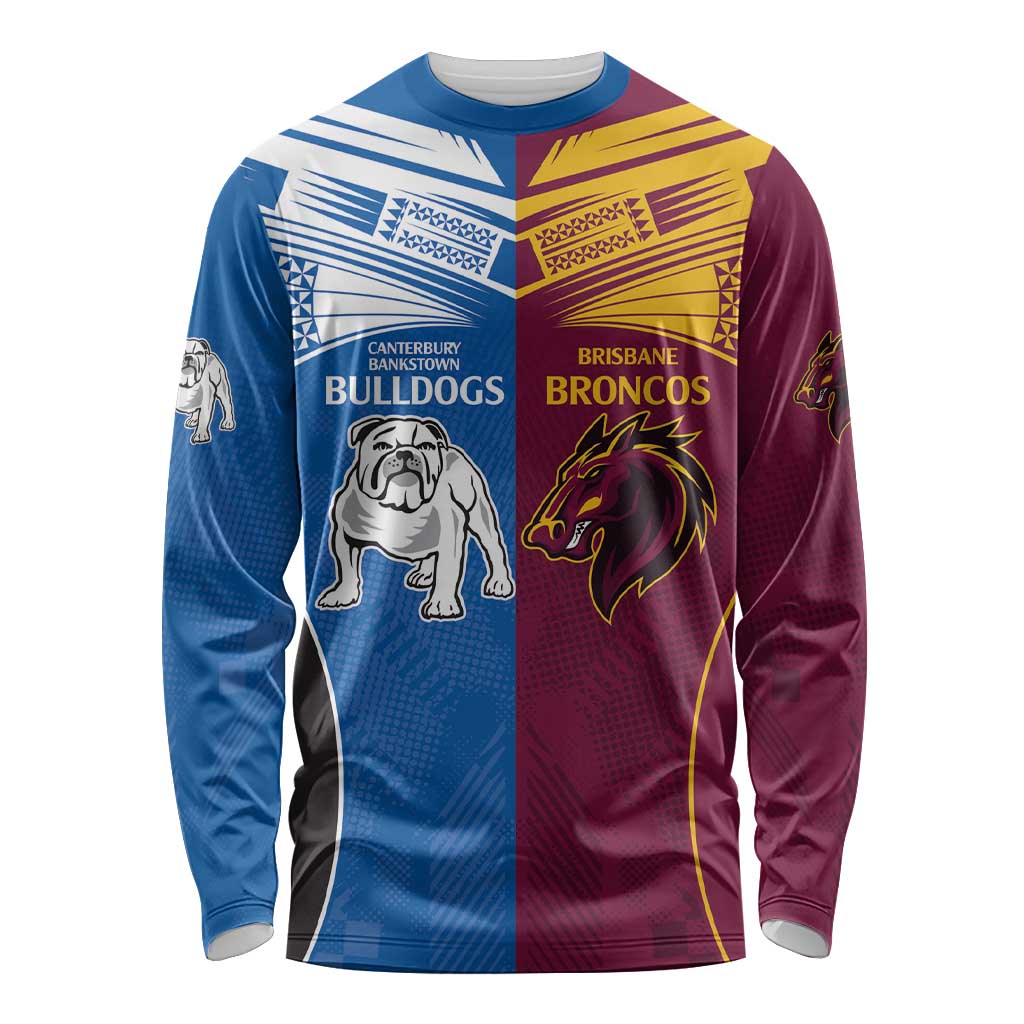 Custom Broncos-Bulldogs Long Sleeve Shirt NRL Tribal Half Style