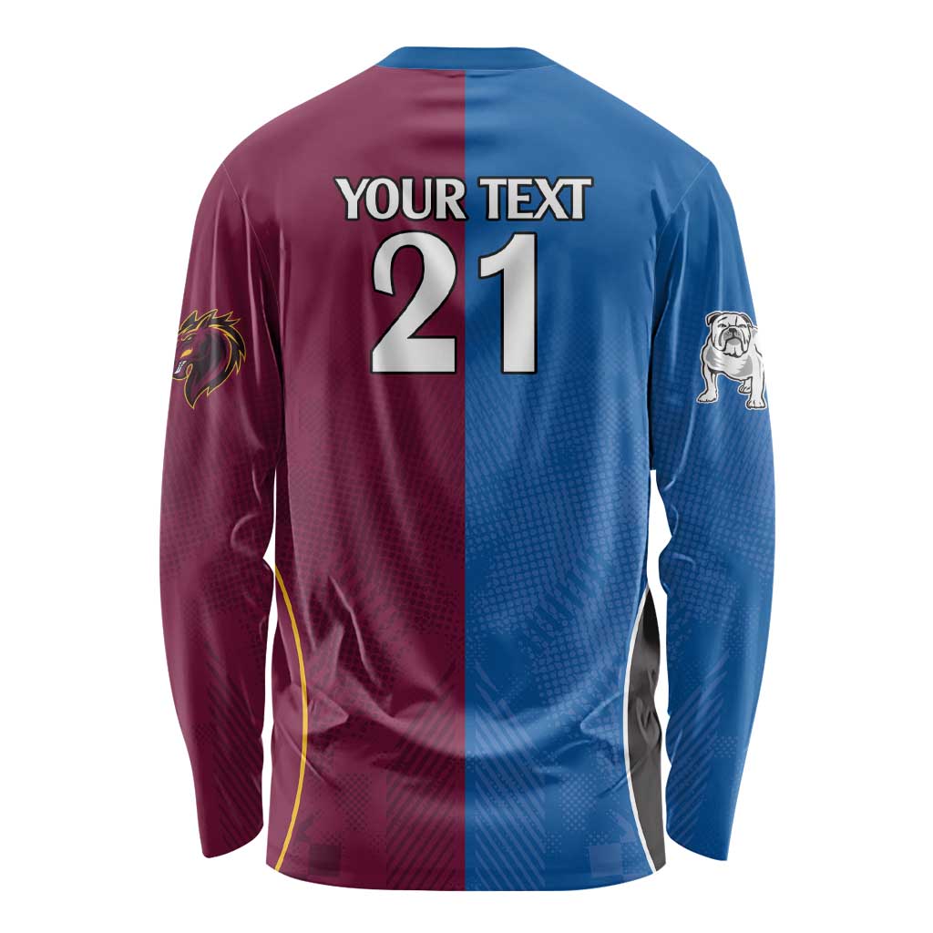 Custom Broncos-Bulldogs Long Sleeve Shirt NRL Tribal Half Style