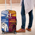 Custom Broncos-Bulldogs Luggage Cover NRL Tribal Half Style