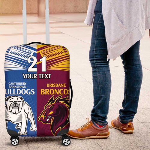 Custom Broncos-Bulldogs Luggage Cover NRL Tribal Half Style