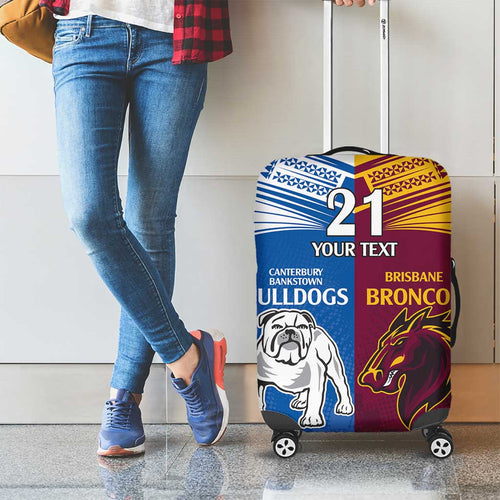 Custom Broncos-Bulldogs Luggage Cover NRL Tribal Half Style