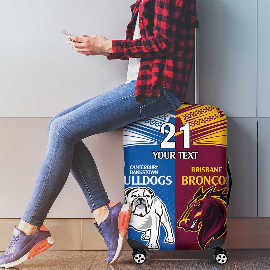 Custom Broncos-Bulldogs Luggage Cover NRL Tribal Half Style