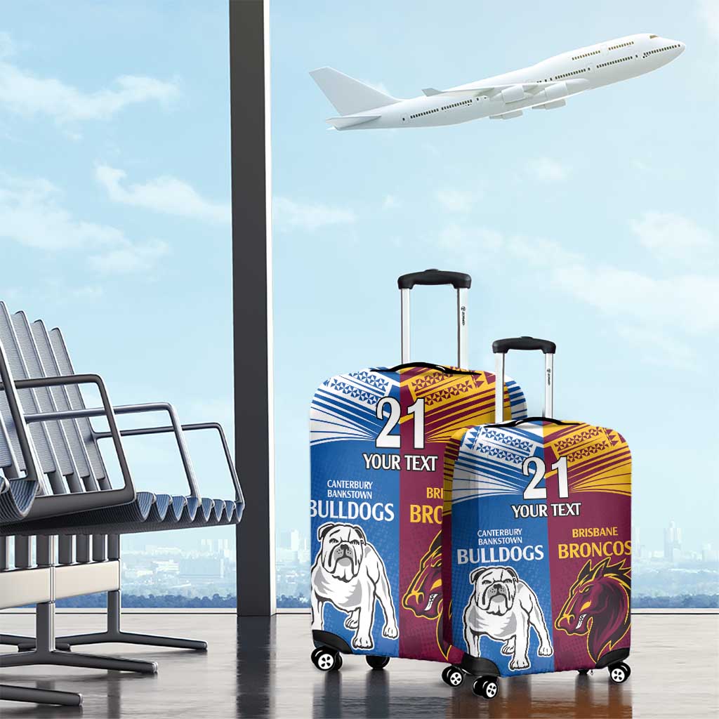 Custom Broncos-Bulldogs Luggage Cover NRL Tribal Half Style