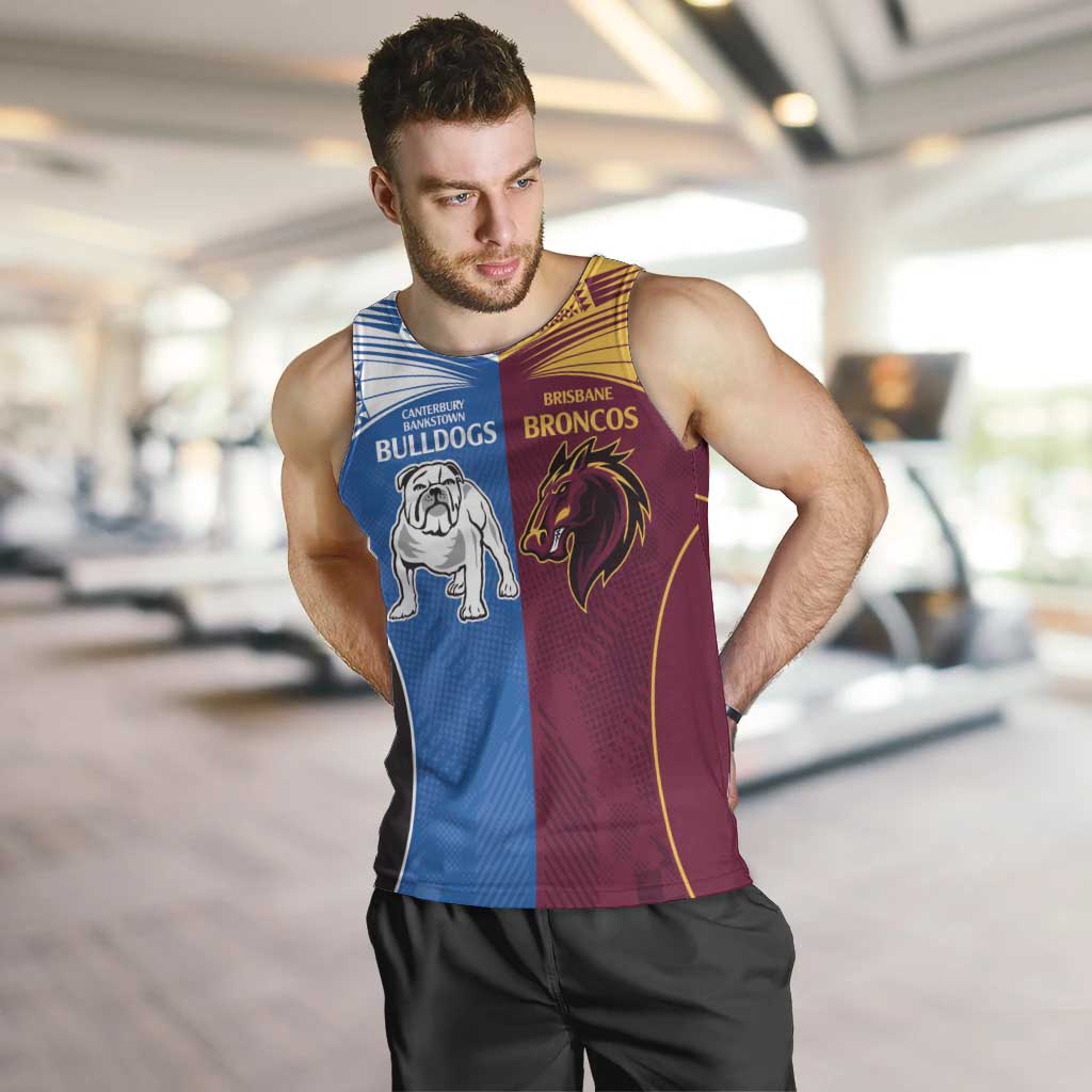 Custom Broncos-Bulldogs Men Tank Top NRL Tribal Half Style