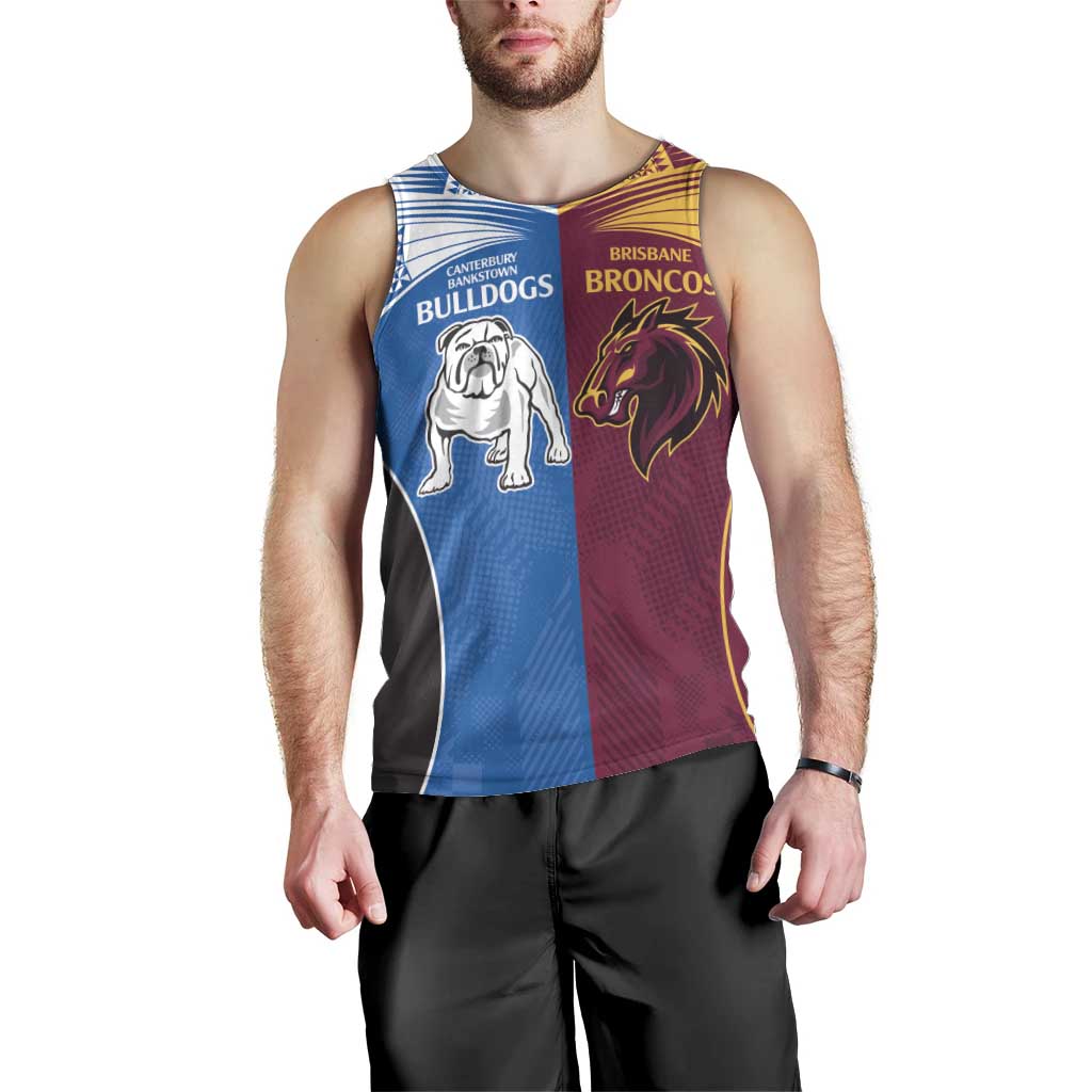 Custom Broncos-Bulldogs Men Tank Top NRL Tribal Half Style