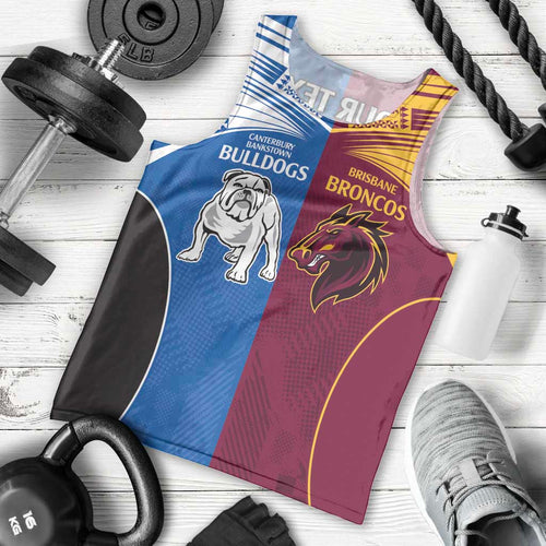 Custom Broncos-Bulldogs Men Tank Top NRL Tribal Half Style