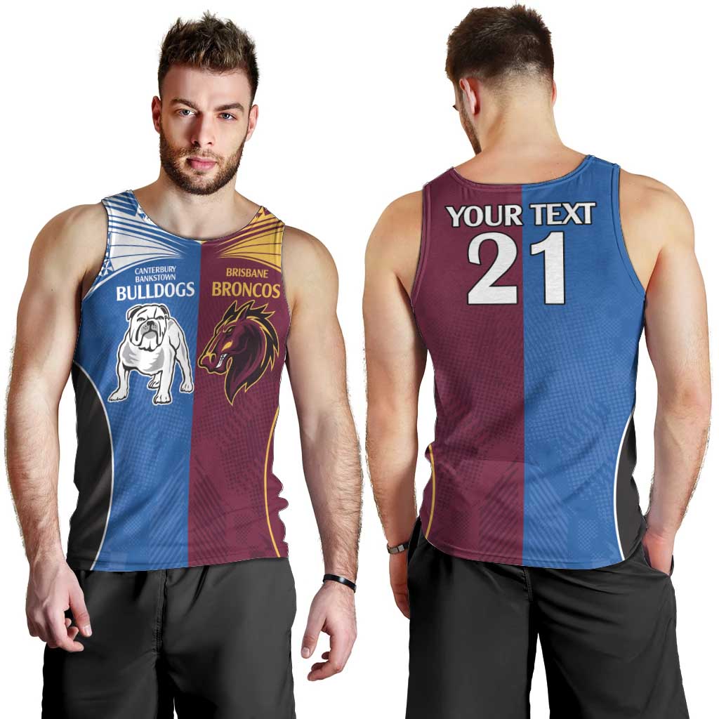 Custom Broncos-Bulldogs Men Tank Top NRL Tribal Half Style