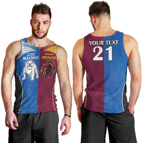 Custom Broncos-Bulldogs Men Tank Top NRL Tribal Half Style