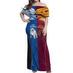 Custom Broncos-Bulldogs Off Shoulder Maxi Dress NRL Tribal Half Style