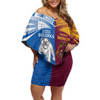 Custom Broncos-Bulldogs Off Shoulder Short Dress NRL Tribal Half Style