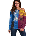 Custom Broncos-Bulldogs Off Shoulder Sweater NRL Tribal Half Style