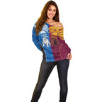 Custom Broncos-Bulldogs Off Shoulder Sweater NRL Tribal Half Style