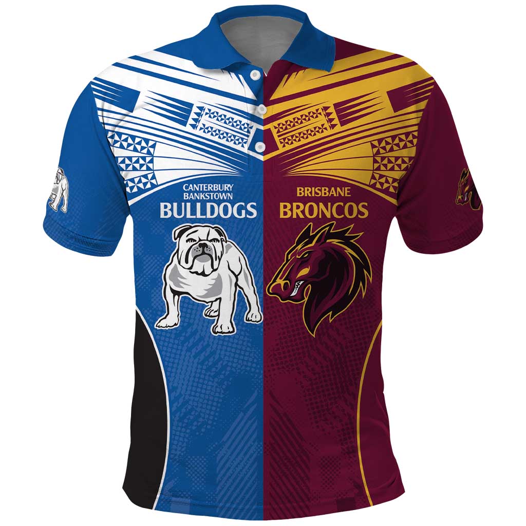 Custom Broncos-Bulldogs Polo Shirt NRL Tribal Half Style