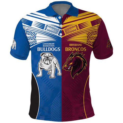 Custom Broncos-Bulldogs Polo Shirt NRL Tribal Half Style